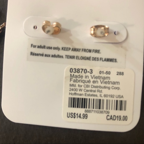 Faux crystal necklace & dangle rose gold fringe earrings set - Picture 8 of 8